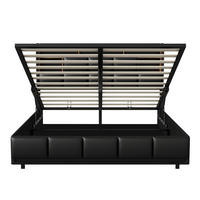 POLSTERBETT 160x200 cm mit LED, USB, Lattenrost, PU, Schwarz - Schwarz, Metall (160/200cm)