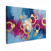 LEINWANDBILD Kreise - Gold - Abstrakt Groß 140x90 cm - Blau, Textil (140/90cm) - MuchoWow