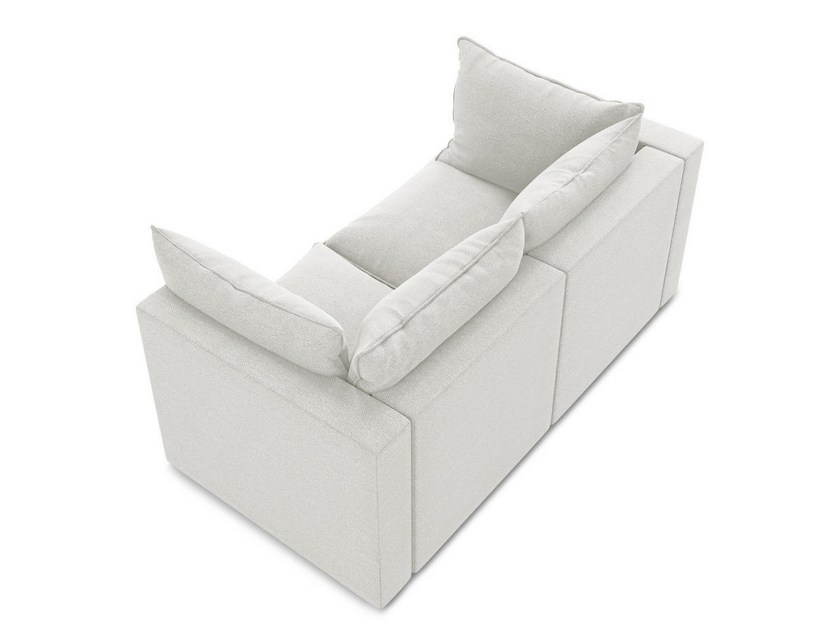 2-SITZER-SOFA Bouclé Stoff Weiß - Schwarz/Weiß, Holzwerkstoff/Kunststoff (180/77/90cm) - LaMiaSofa