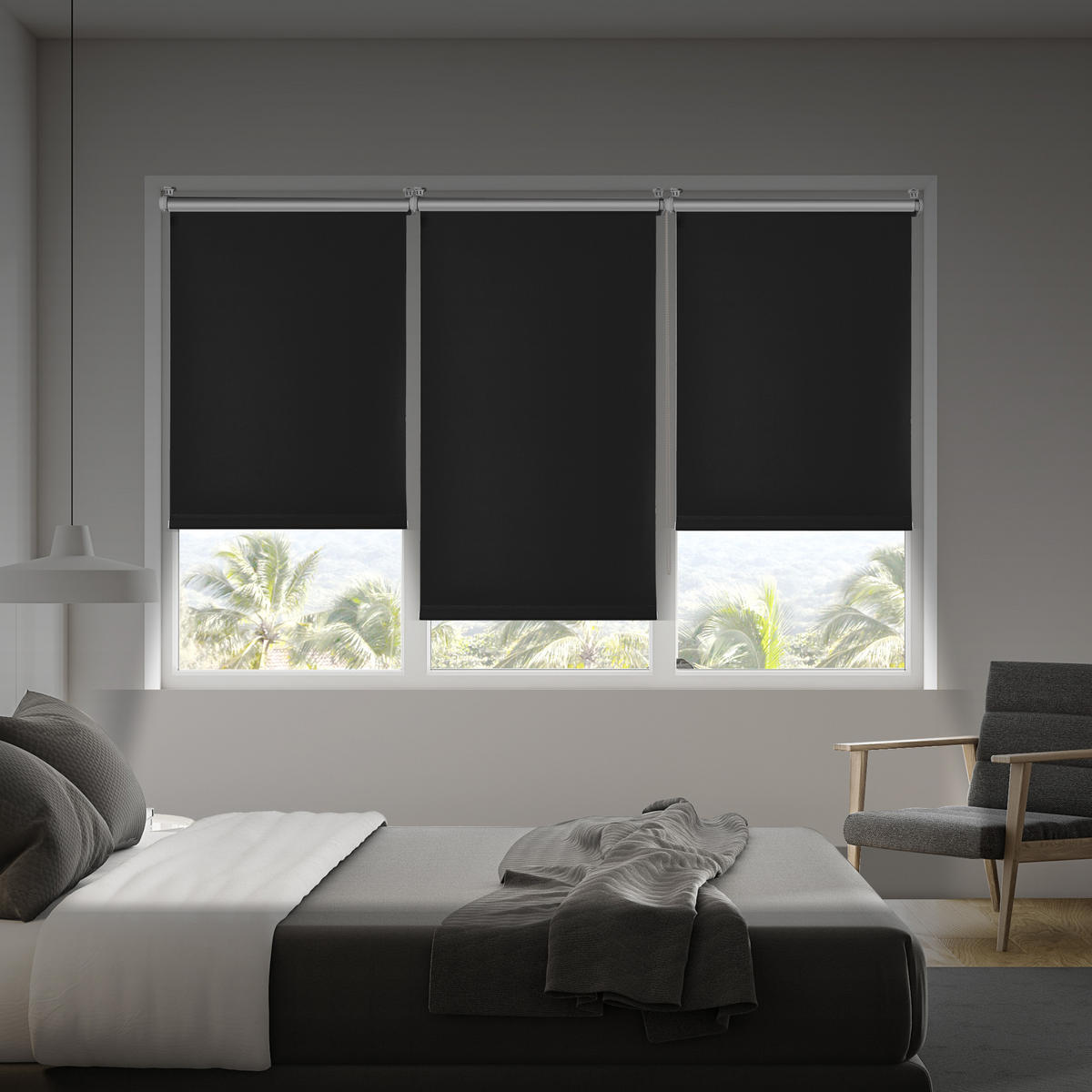 VERDUNKELUNGSROLLO Schwarz, 45 cm x 180 cm 120 cm x 180 cm - Schwarz, Kunststoff (120/180cm) - STORESDECO