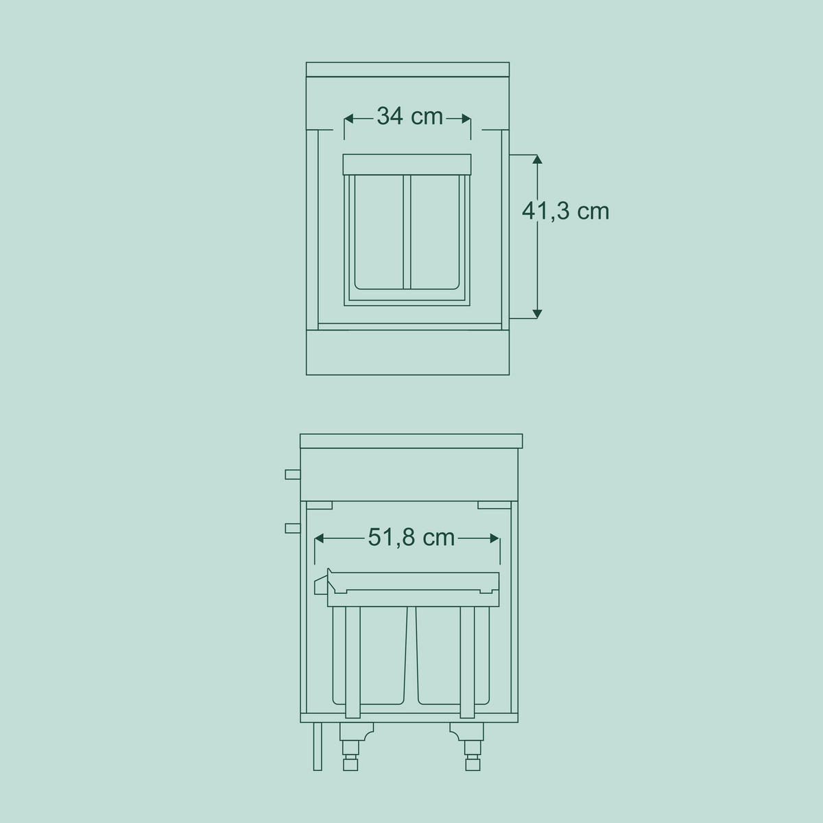 EINBAUMÜLLEIMER - Grau, Kunststoff/Metall (34/41.3/51.8cm) - Relaxdays