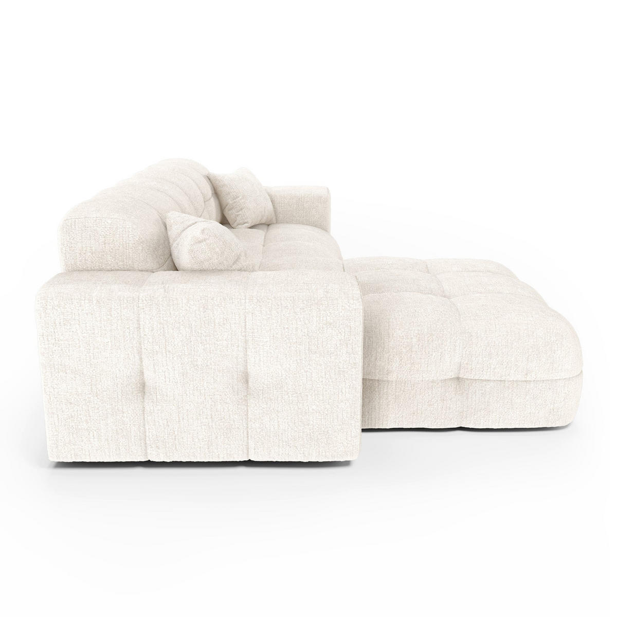 ECKSOFA (links) COCOON Geprägter Samt Creme 230cm - Creme, Textil (230/155cm) - Premium Interiors