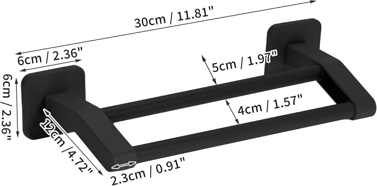 HANDTUCHSTANGE , Doppelhandtuchstange 30 cm - Schwarz, Kunststoff (12/8.5/31cm) - BELZ