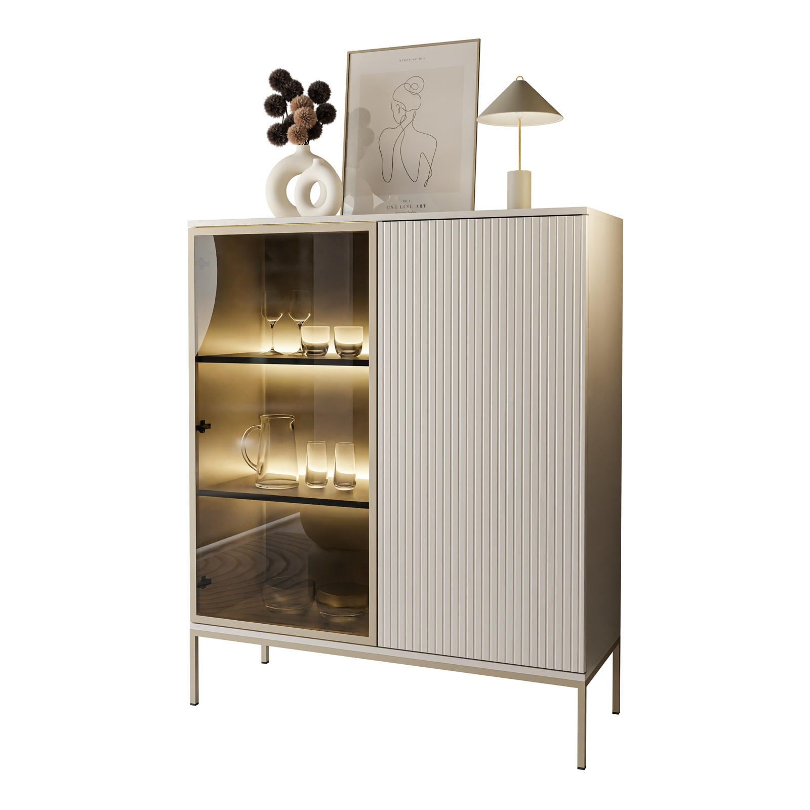 Lookway Vitrine Kaschmir 104x126x39 cm