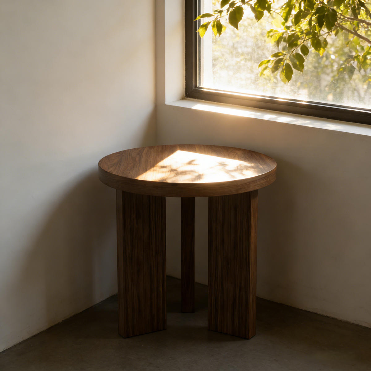 BEISTELLTISCH rund mit Holzoptik 1-teilig Walnussbraun - Walnussfarben/Braun, Holzwerkstoff (44.5/44.5/45cm)