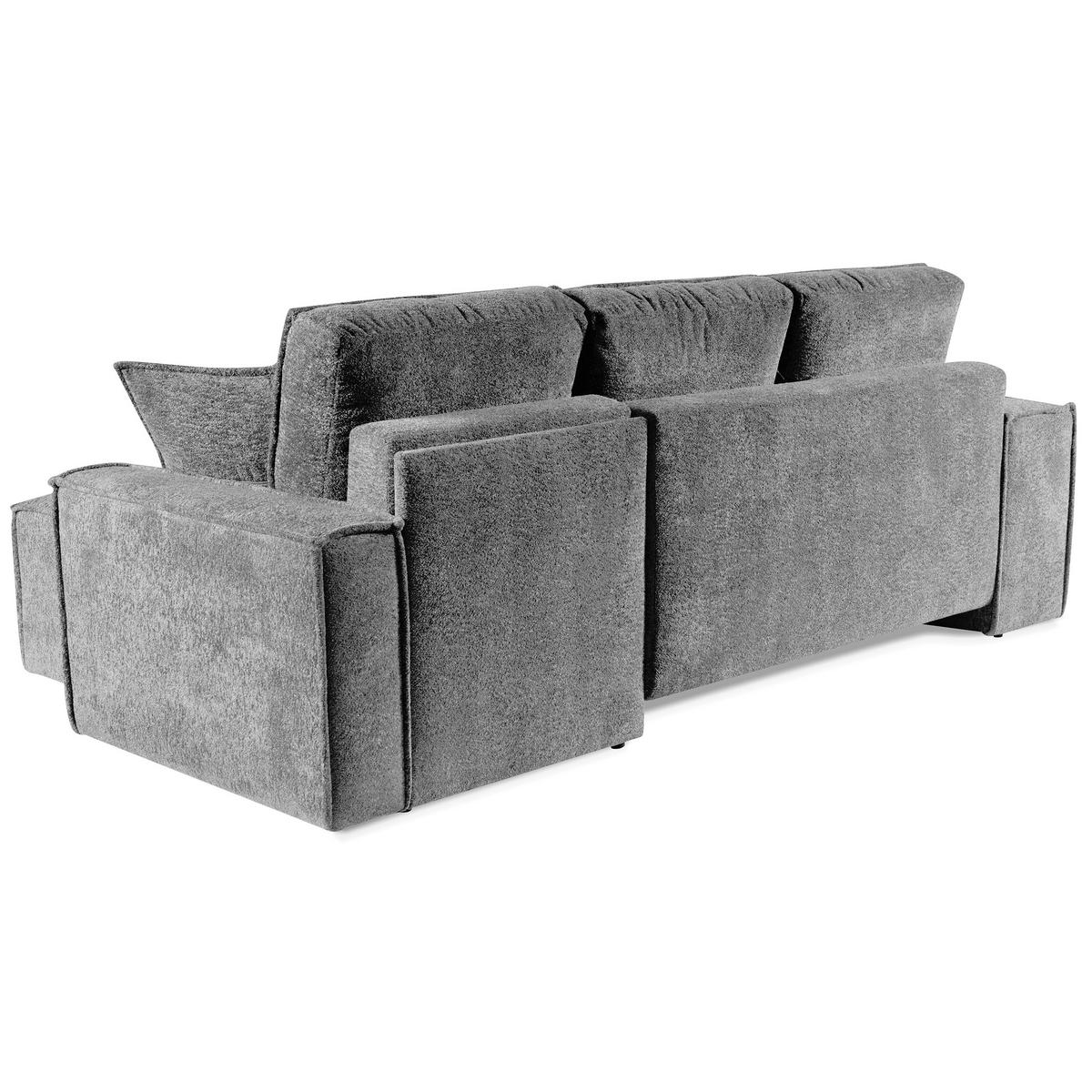 ECKSCHLAFSOFA Colby mit Schlaffunktion und zwei Hockern, universeller Ottomane, Grau - Grau, Textil (265/155cm) - Beautysofa