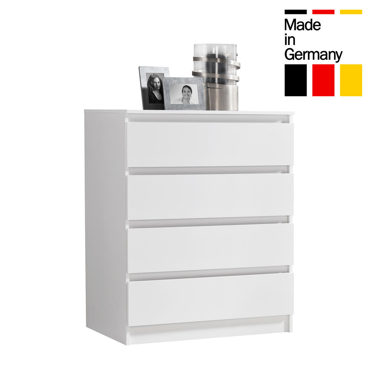 KOMMODE mit 4 Schubladen 80cm breit in weiß - Weiß, Holz (50/100/80cm) - Home Collective