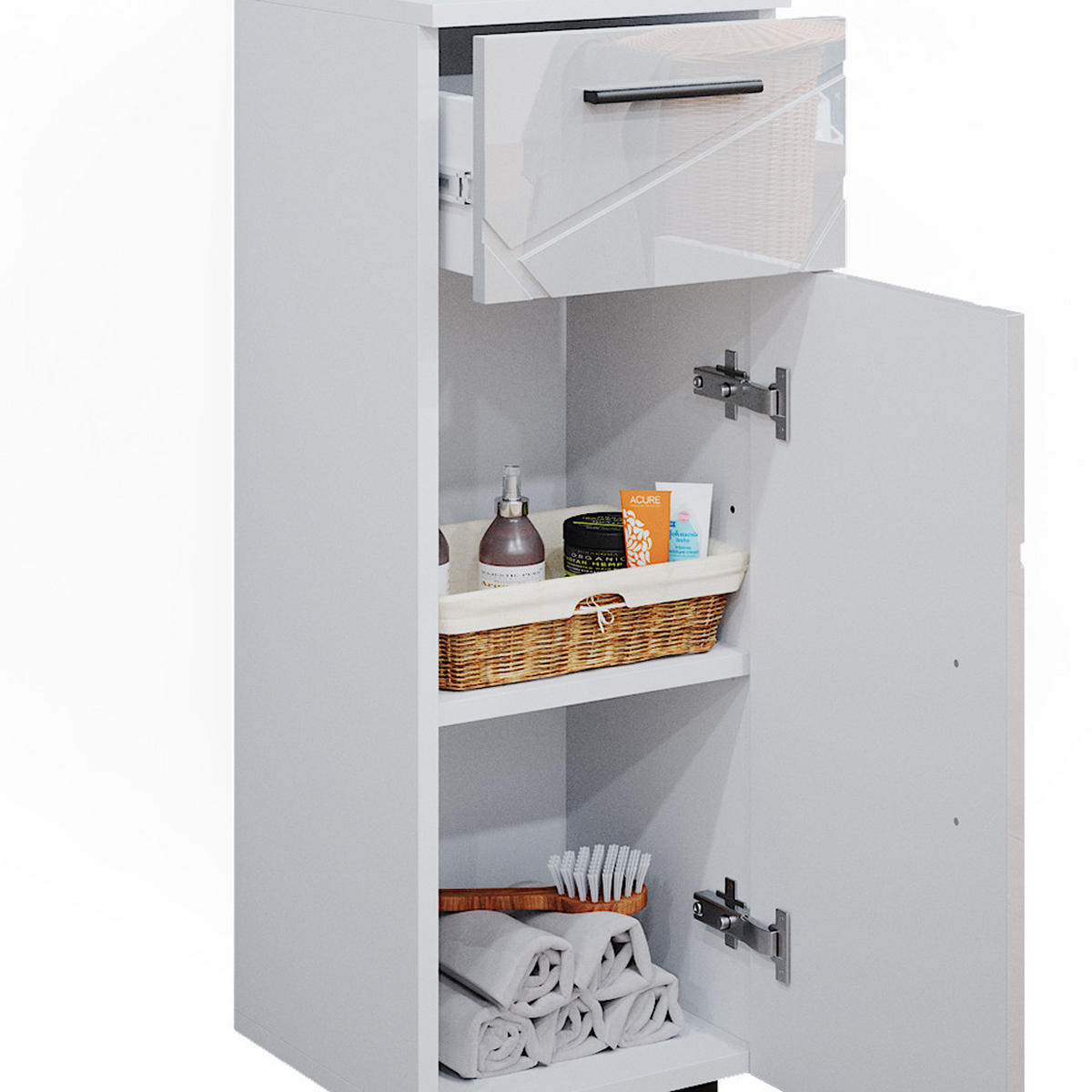 MIDI SKRINKA Irma biely - biela s vysokým leskom, kompozitné drevo (30/81/30cm) - Vicco