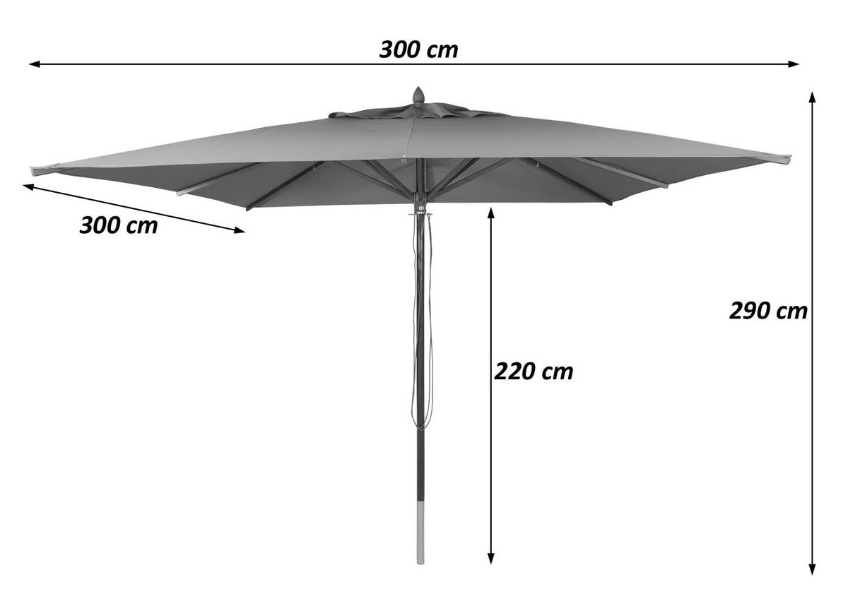 SONNENSCHIRM C57B Dunkelgrün - Dunkelgrün, Holz (300/300cm) - MCW