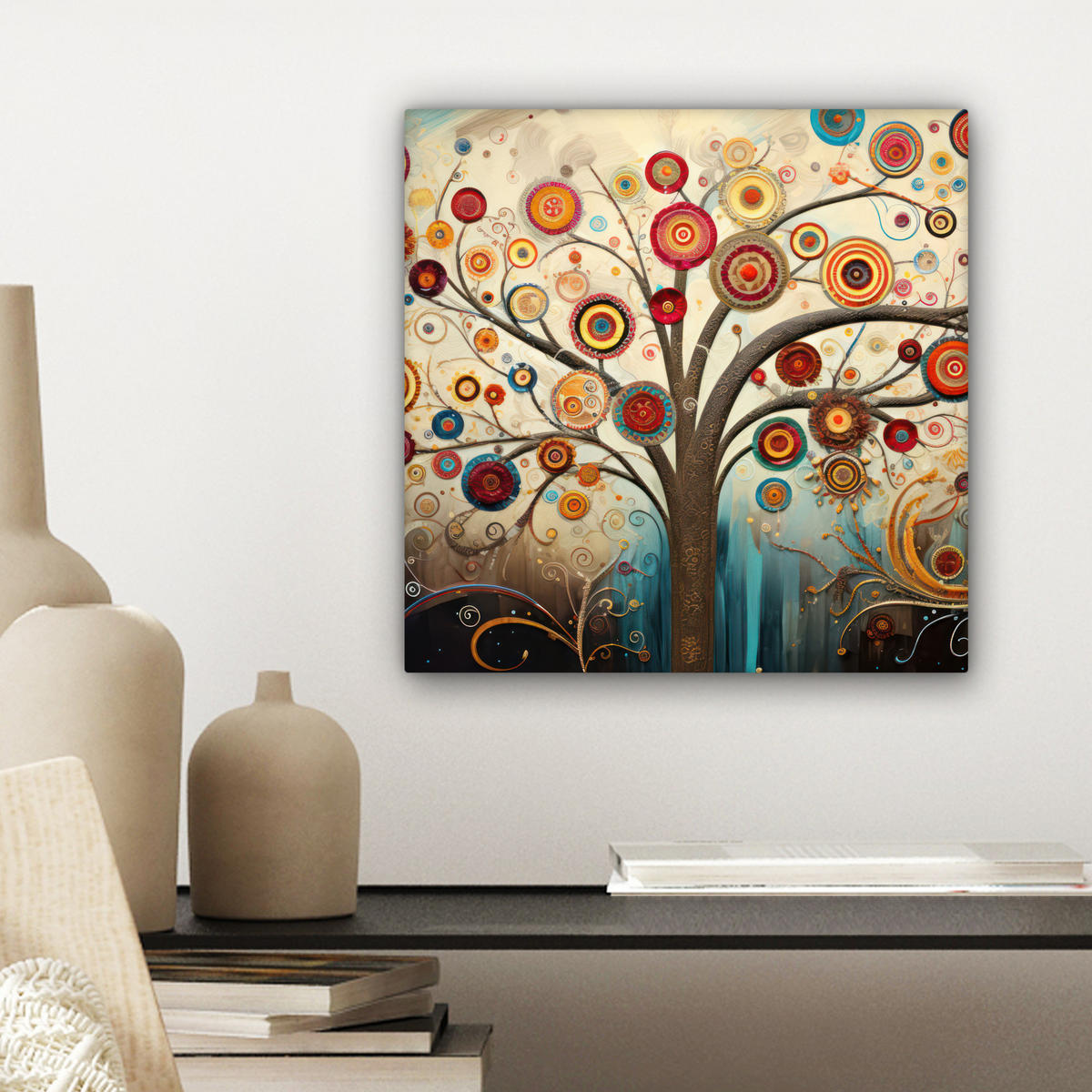 LEINWANDBILD Baum - Baum des Lebens - Farbe Deko Wohnzimmer 20x20 cm - Braun, Textil (20/20cm) - MuchoWow