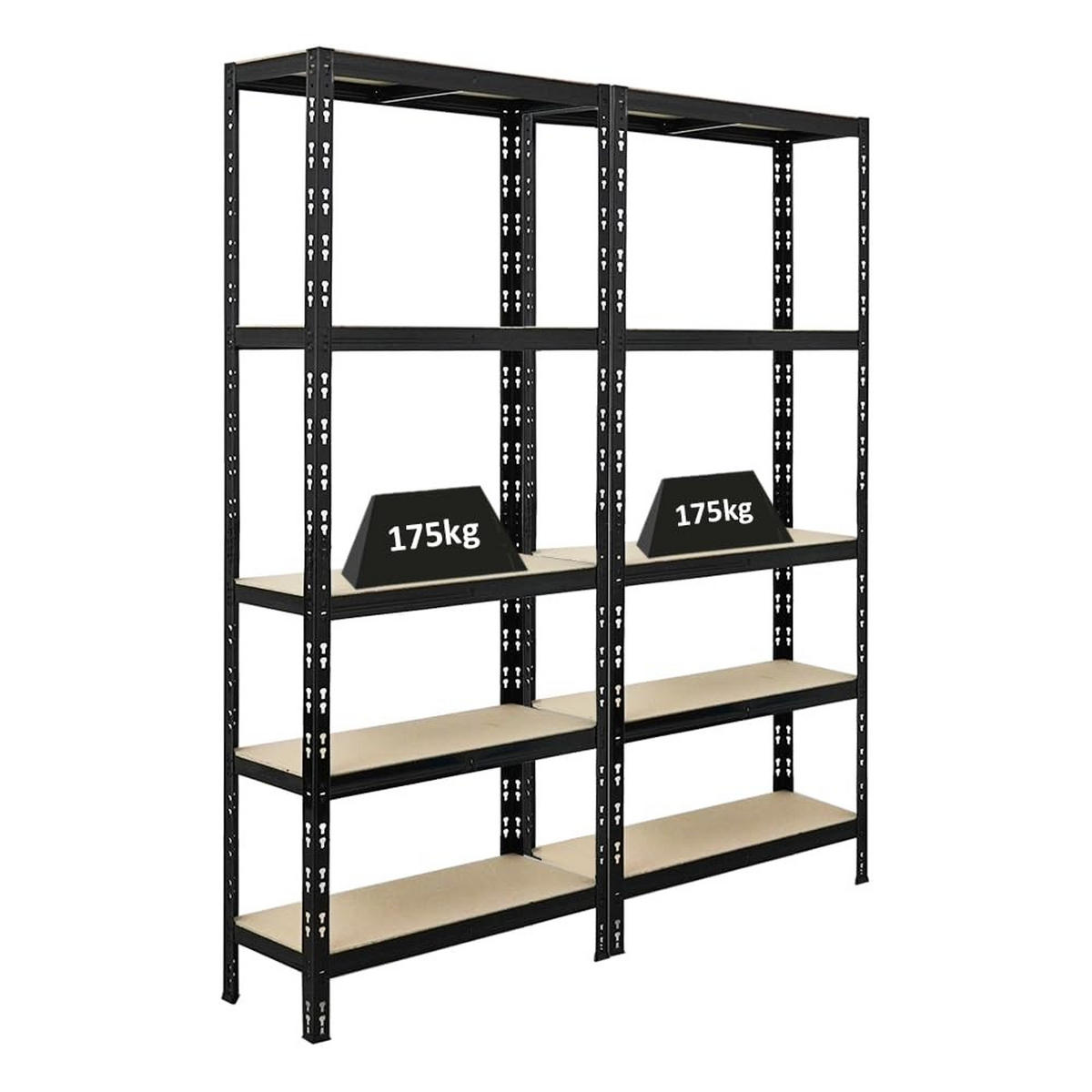 SCHWERLASTREGAL Apollo 2er-Set mit 2x 180x75x30 cm Fachlast 175 kg Schwarz - Schwarz, Metall (150/180/30cm) - PROREGAL