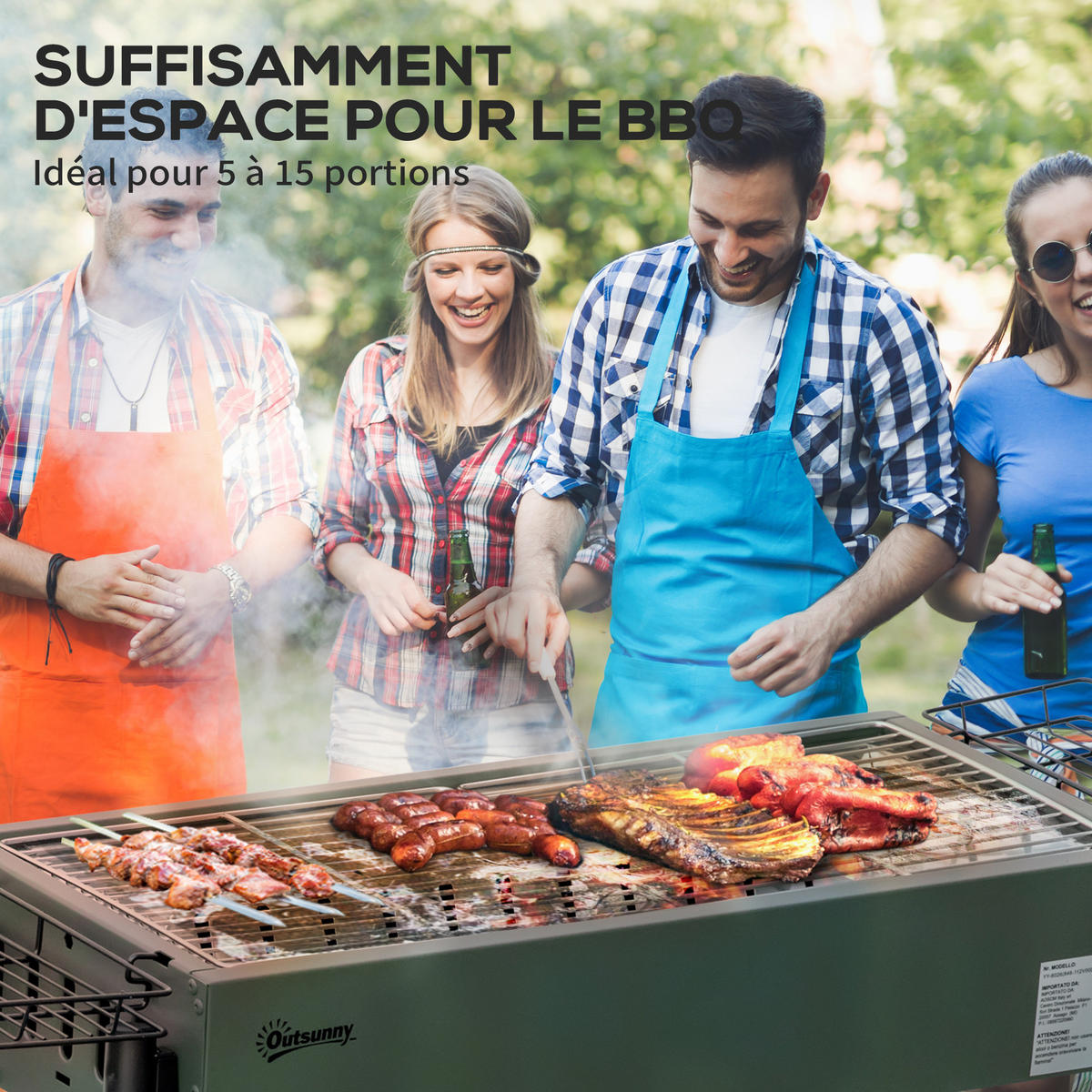 HOLZKOHLEGRILL DE-18259 tragbar mit 2 Grillrosten & 2 Seitenablagen - Dunkelgrün, Metall (39/70/94cm) - ComfortXL