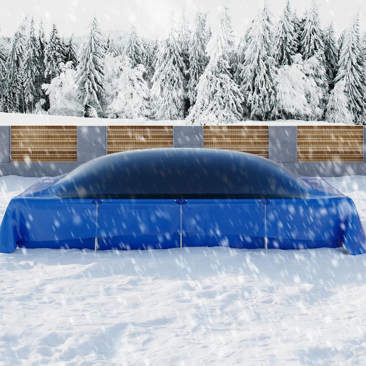 POOLKISSEN Viereckig 2x4 Meter aufblasbar - Schwarz, Kunststoff (190/382cm) - Juskys