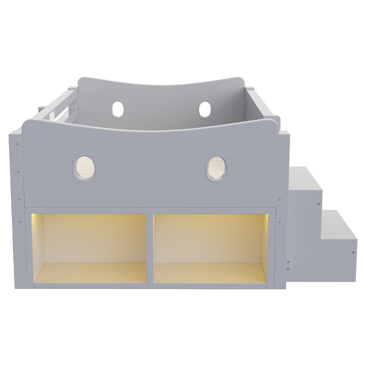 STAURAUMBETT 90/200 cm mit LED und 4 Schubladen, DE-41634, in Grau - Grau, Holzwerkstoff (90/200cm) - ComfortXL