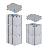 EUROBOX 5x Nextgen Economy Mit Auflagedeckel Grau/Blau Griffe Geschlossen 30 Liter - Blau, Kunststoff (30/32/40cm) - PROREGAL