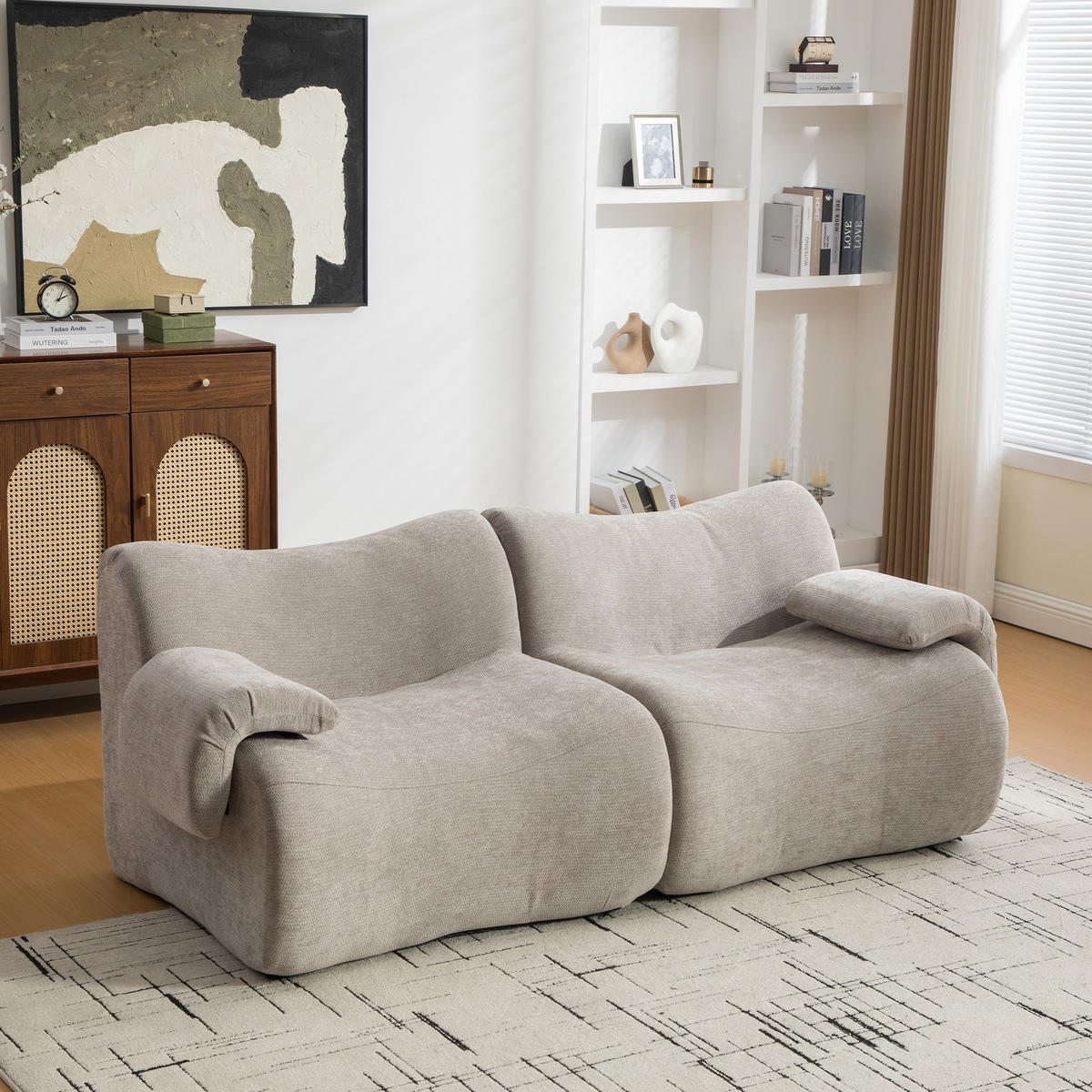 2-SITZER SOFA Chenille Grau ohne Montage - Grau, Textil (199/72.5/92cm) - WISHDOR