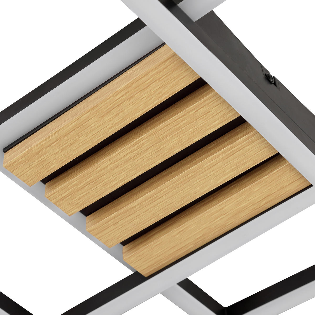 LED DECKENLEUCHTE Kaleo Schwarz/Holz 37,5/37,5/5,3 cm - Multicolor, Metall (37.5/37.5/5.3cm) - Brilliant
