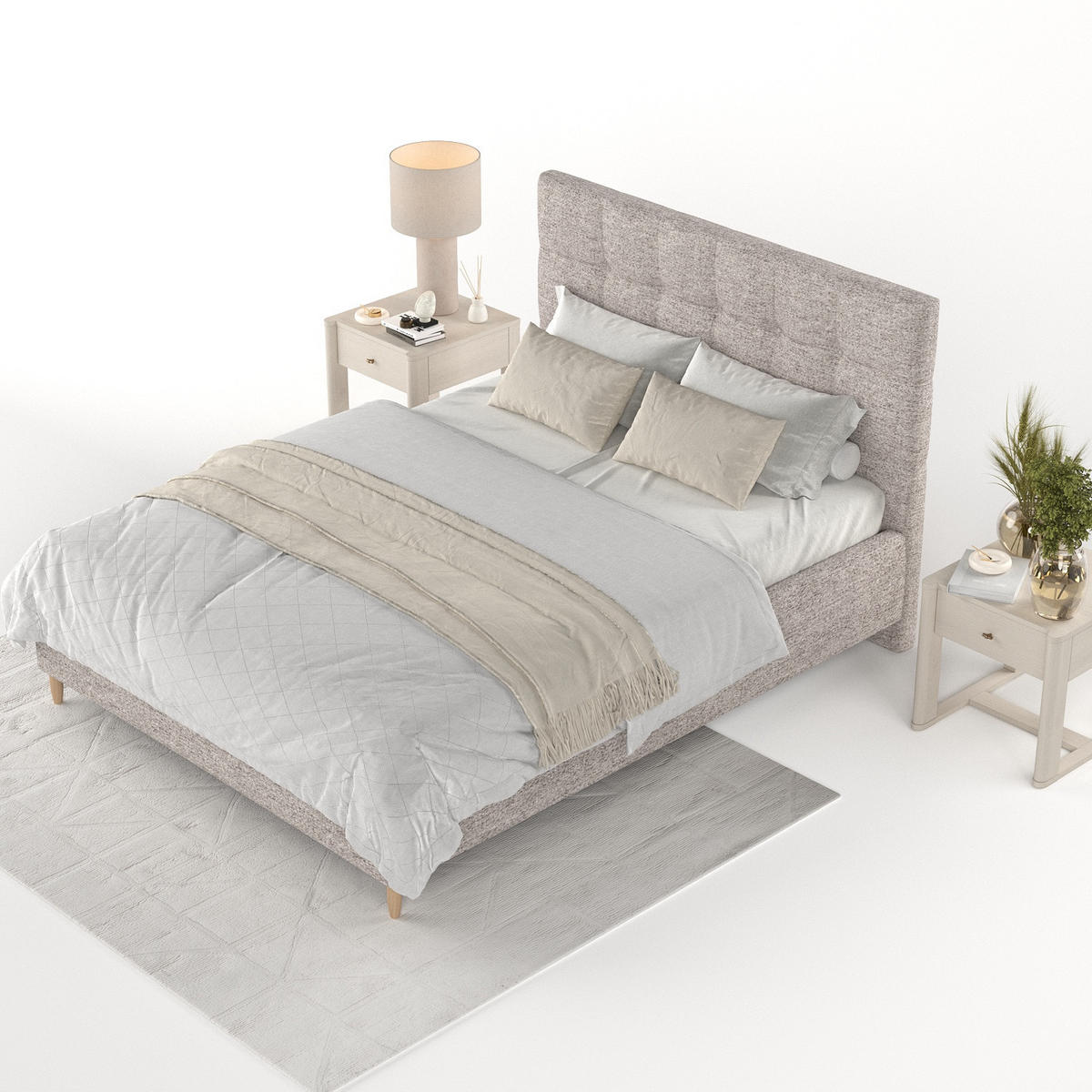 POLSTERBETT Cora 140/200 cm Beige im Neve Stoff - Beige/Naturfarben, Holz/Holzwerkstoff (140/200cm) - AltaBeds