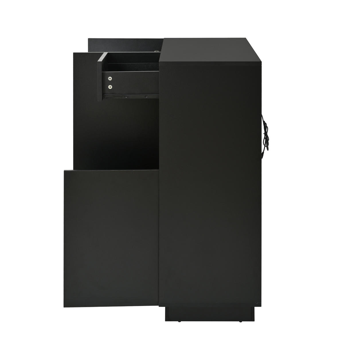 SCHUHSCHRANK aus Spanplatte 105x39,5x100,5cm in Schwarz mit LED-Beleuchtung - Schwarz, Holzwerkstoff (105/100.5/39.5cm) - Modfu