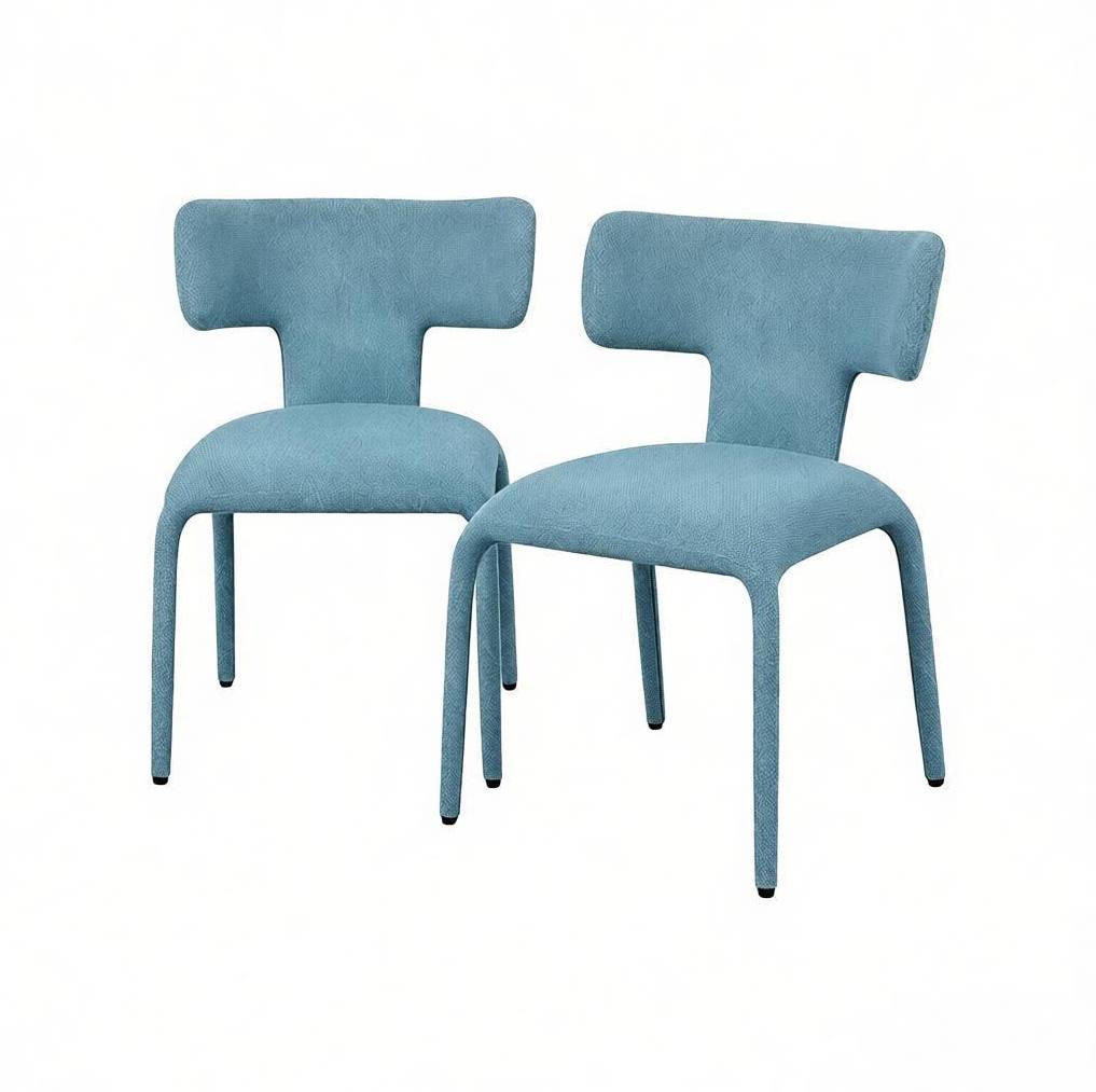 ESSSTUHL 2er-Set Blau Leinen 53 x 53 x 78 cm - Blau, Metall (53/78/53cm) - Meubliv
