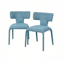 ESSSTUHL 2er-Set Blau Leinen 53 x 53 x 78 cm - Blau, Metall (53/78/53cm) - Meubliv