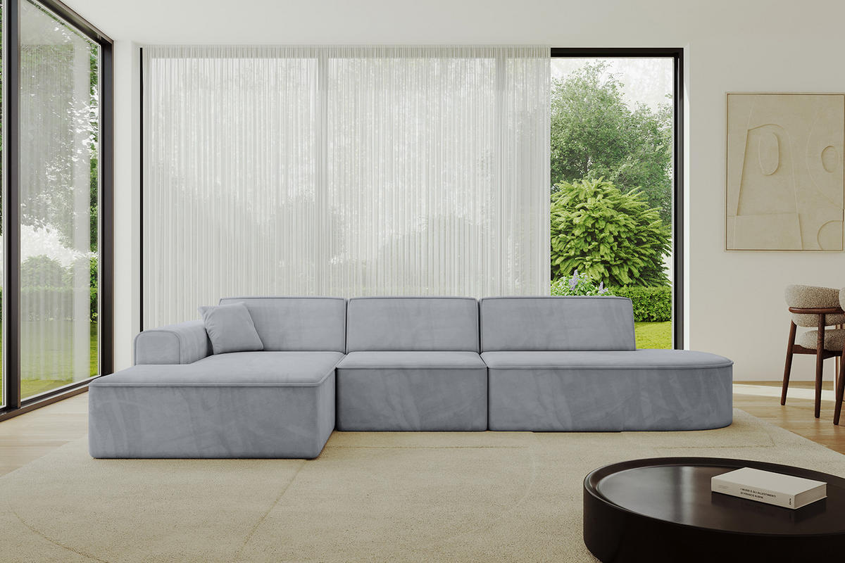 ECKSOFA Ottomane Links IREA-L2-v3 - 327x165x77 cm Grau - Titanfarben, Holzwerkstoff/Textil (327/165cm) - ALTDECOR