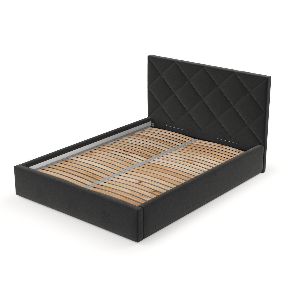 POLSTERBETT Torno 180/200 cm Schwarz im Asti Stoff - Schwarz/Naturfarben, Holz/Holzwerkstoff (180/200cm) - AltaBeds