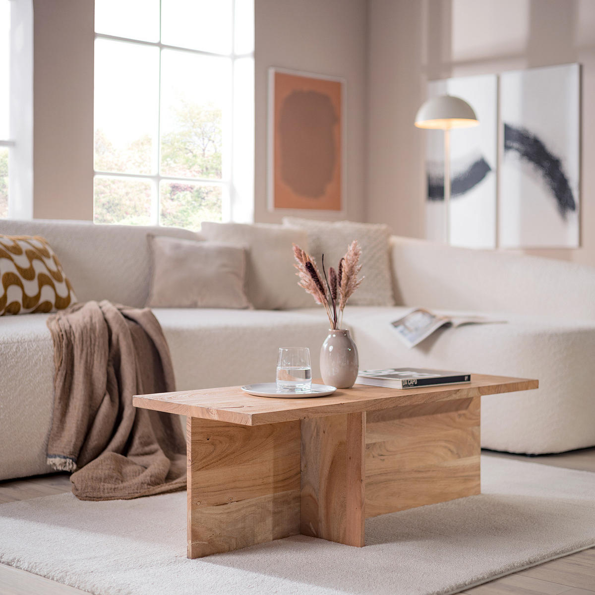 COUCHTISCH - Akazie massiv - Akaziefarben, Holz (40/110/35cm) - home24