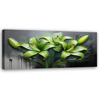 WANDBILD abstrakte grüne lilien gemalte blumen - Grün, Textil (90/30cm) - Feeby