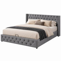 POLSTERBETT mit Bettkasten 180x200 cm Samt Grau - Grau, Metall (180/200cm) - Beauniv