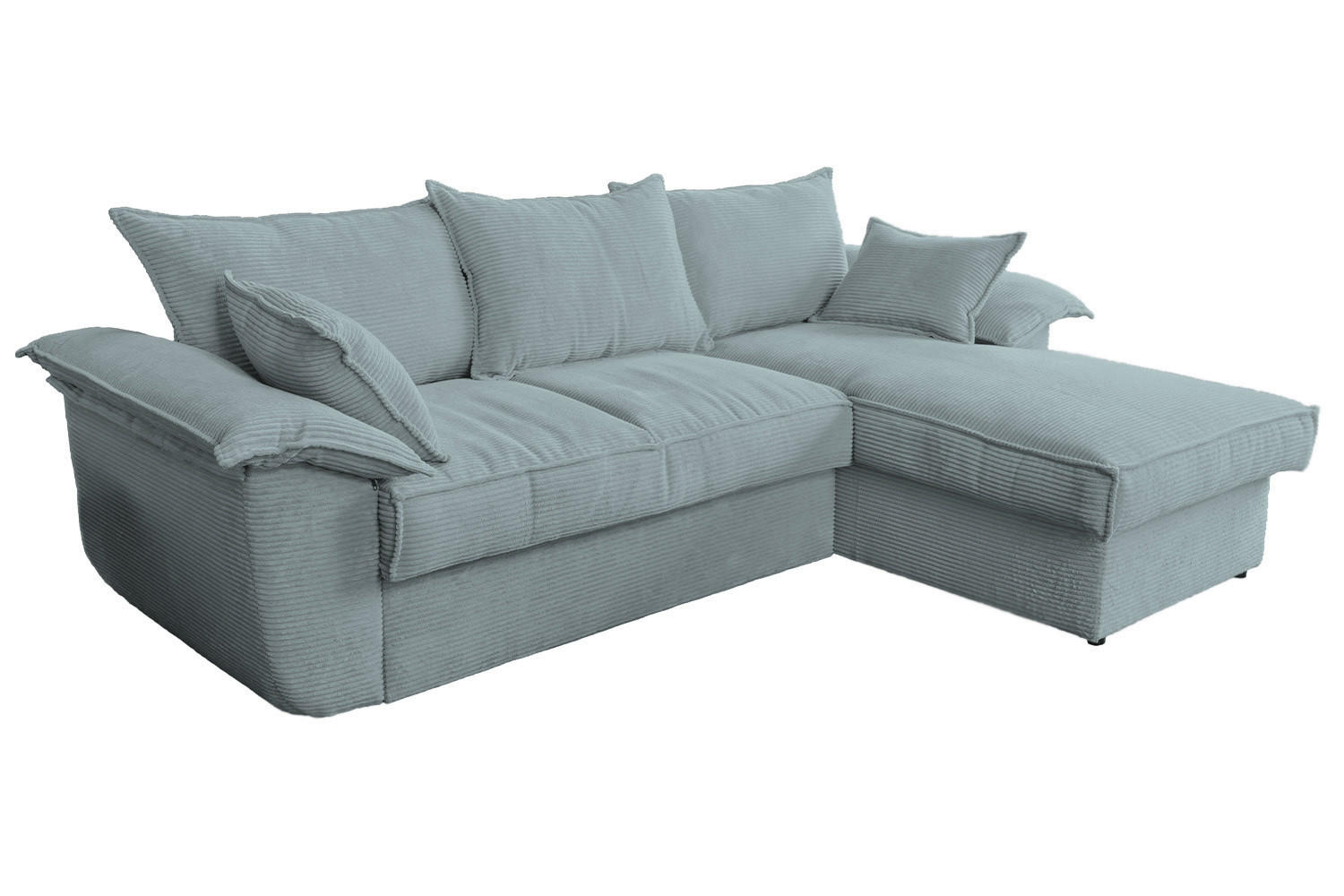 ECKSOFA DAMETO Hellblau Cord - Schwarz/Hellblau, Kunststoff/Textil (266/174cm) - KAWOLA