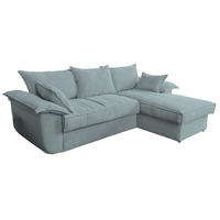 ECKSOFA DAMETO Hellblau Cord - Schwarz/Hellblau, Kunststoff/Textil (266/174cm) - KAWOLA