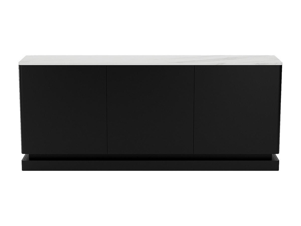 SIDEBOARD mit 3 Türen - Mit LED-Beleuchtung - MDF - Schwarz & weiße Marmor-Optik - DEVIKA - Schwarz, Holz (189.6/80/40cm) - Pascal Morabito