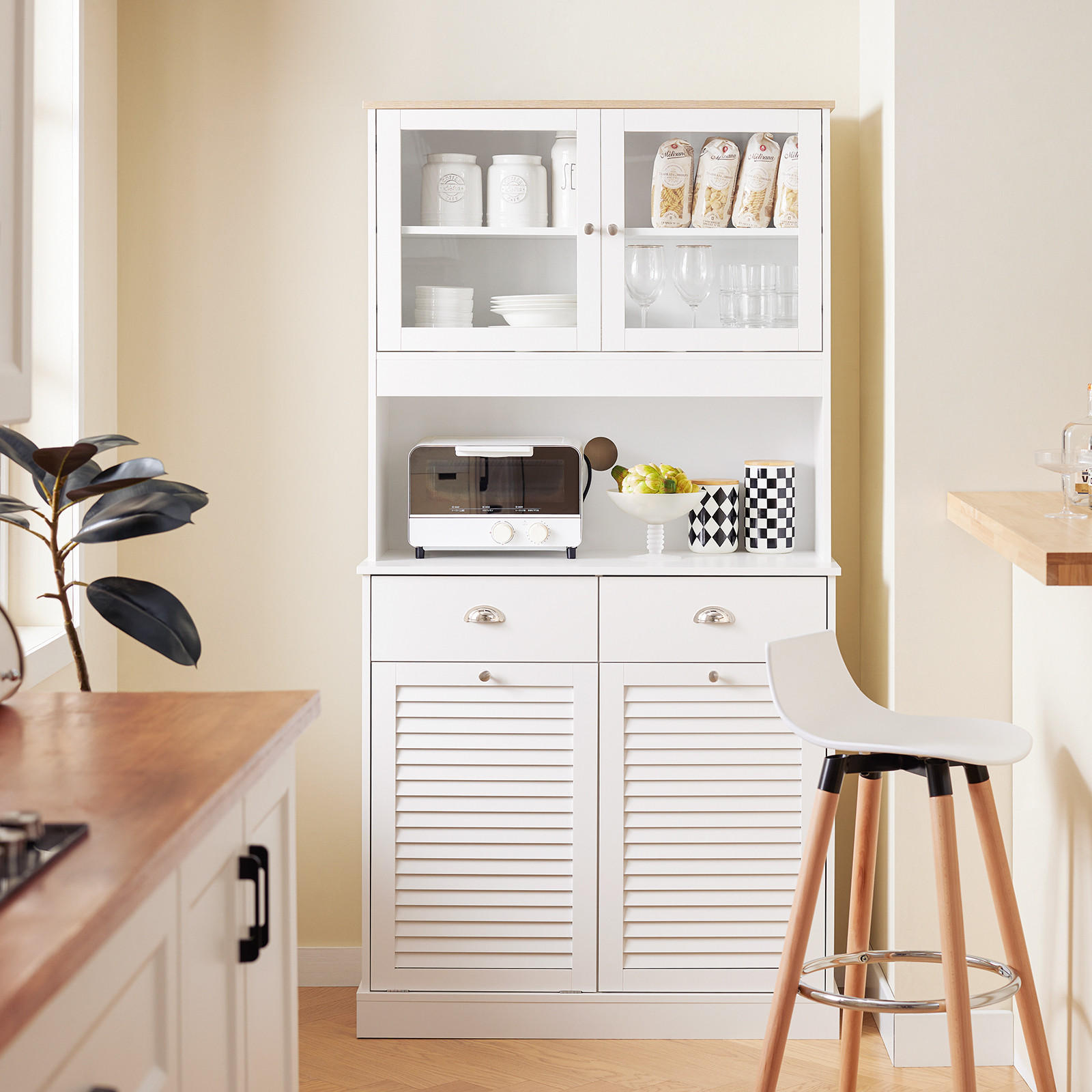 KÜCHENSCHRANK Weiß - Weiß, Glas/Holzwerkstoff (92/180/40cm) - SoBuy