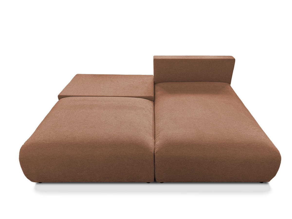 ECKSOFA Sora mit Schlaffunktion, Bettkasten und extra tiefer Komfortzone aus hochwertigem Terrakotta Strukturstoff - Terracotta/Schwarz, Holz/Kunststoff (200/140cm) - S-Style