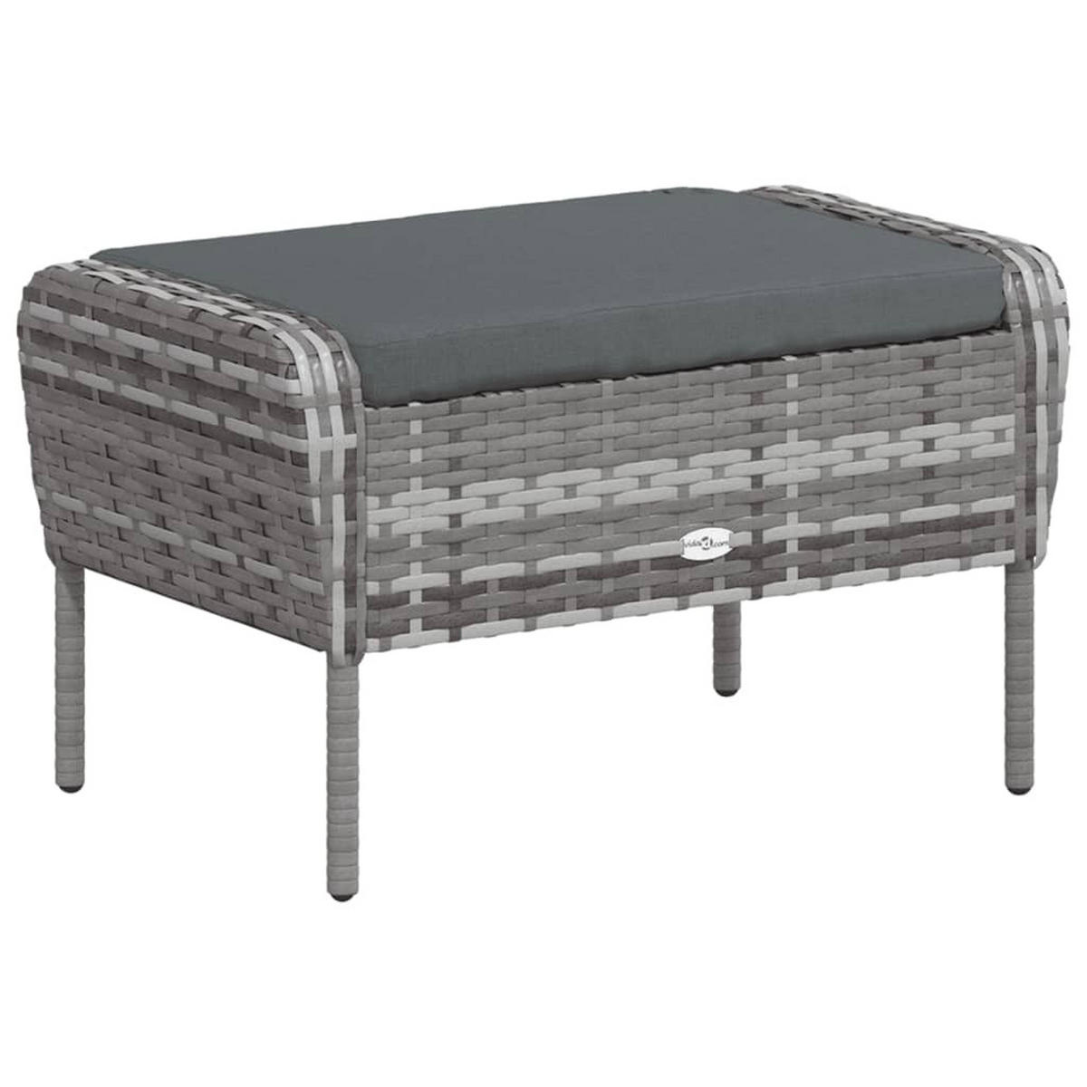 GARTENSTUHL Mit Fusshocker Grau Poly Rattan - Grau, Kunststoff (78/88/69cm) - vidaXL