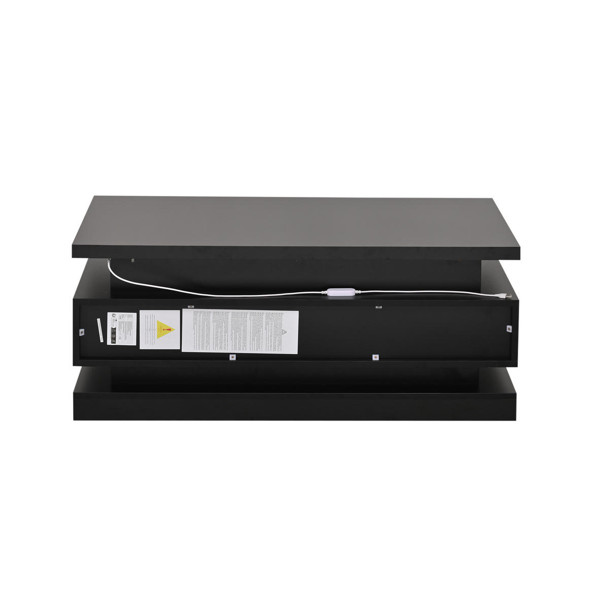 COUCHTISCH höhenverstellbar Schwarz LED 2 Schubladen 100/50/40 cm - Schwarz, Holzwerkstoff (100/50/40cm)