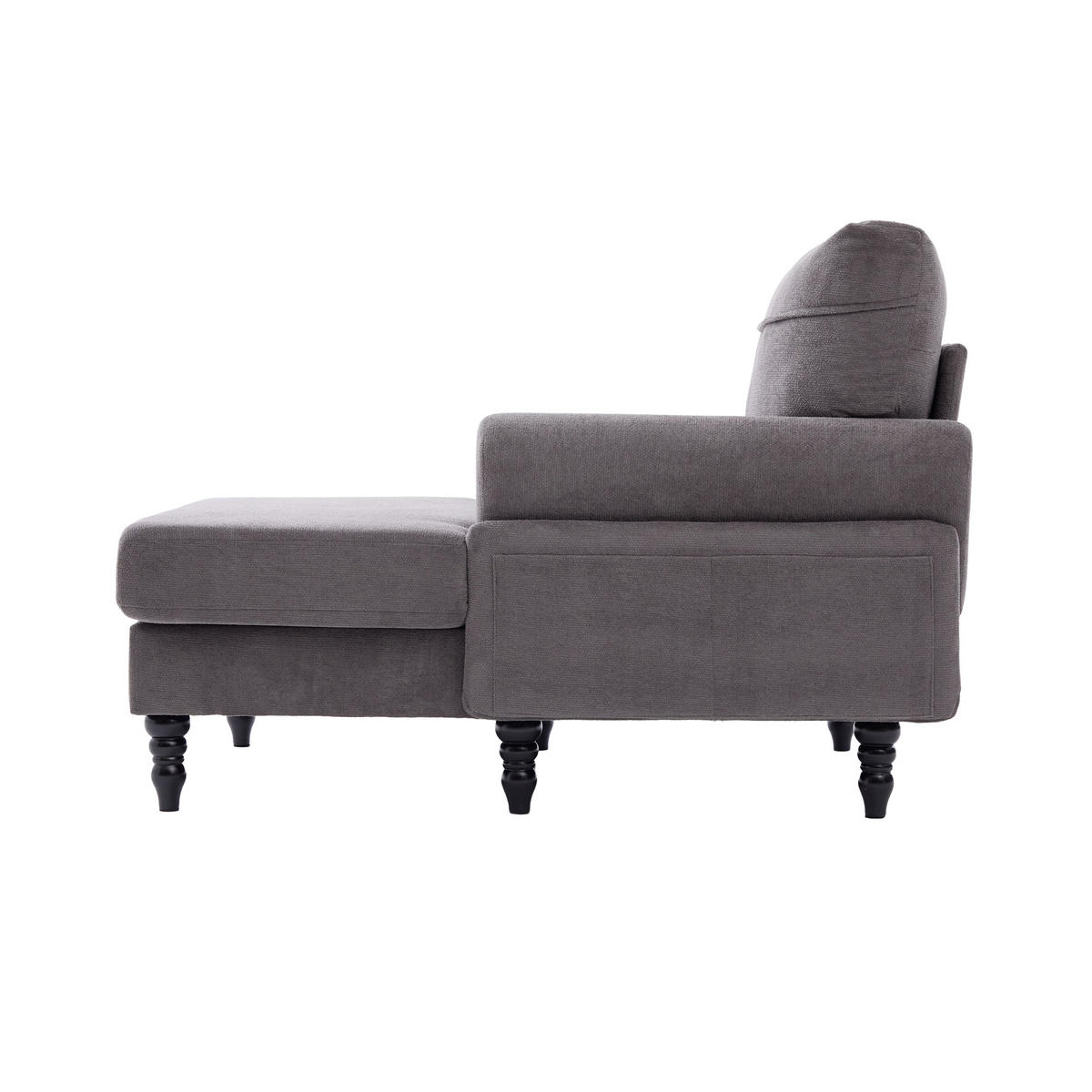 RELAXSESSEL Liege,hochdichte Polsterung,Seitentaschen,Chenille,Grau - Grau, Textil (97/86/125.5cm) - LVHOM