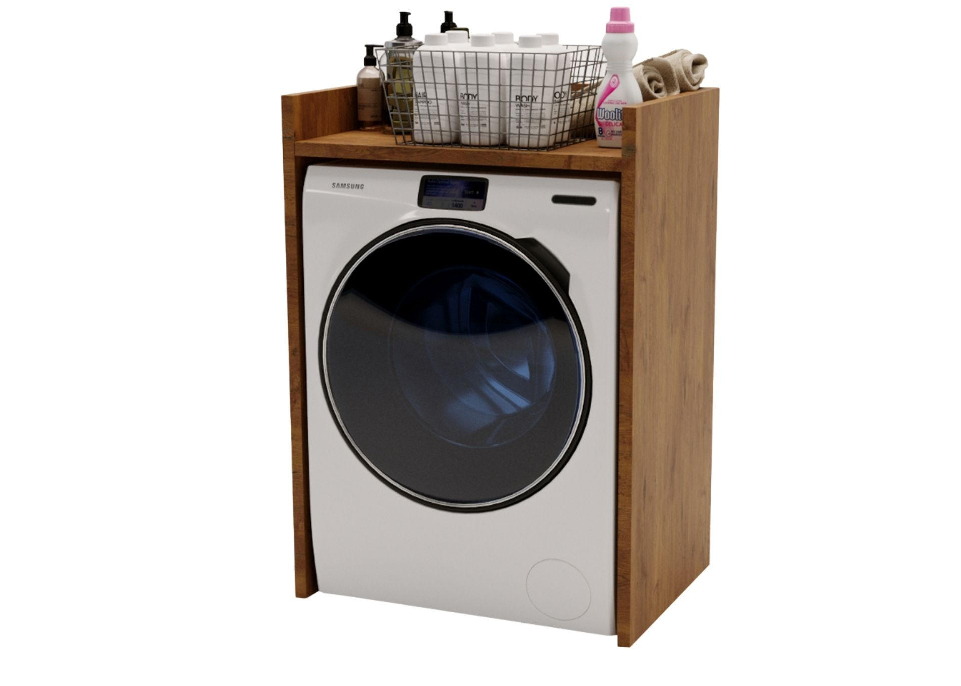 WASCHMASCHINENSCHRANK für Waschmaschine & Wäschetrockner 66/97/48 - Braun, Holzwerkstoff (66/97/48cm) - RAUMHIRSCH FURNITURE