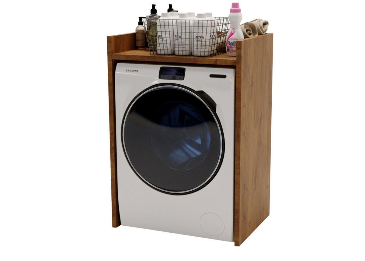 WASCHMASCHINENSCHRANK für Waschmaschine & Wäschetrockner 66/97/48 - Braun, Holzwerkstoff (66/97/48cm) - RAUMHIRSCH FURNITURE
