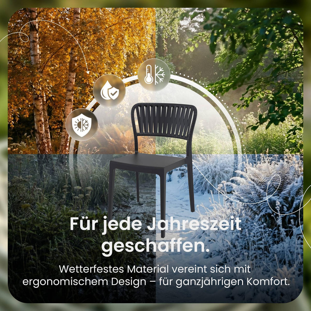 GARTENSTUHL 4er Set Kunststoff Schwarz - Schwarz, Kunststoff (45/84/55cm) - CLP