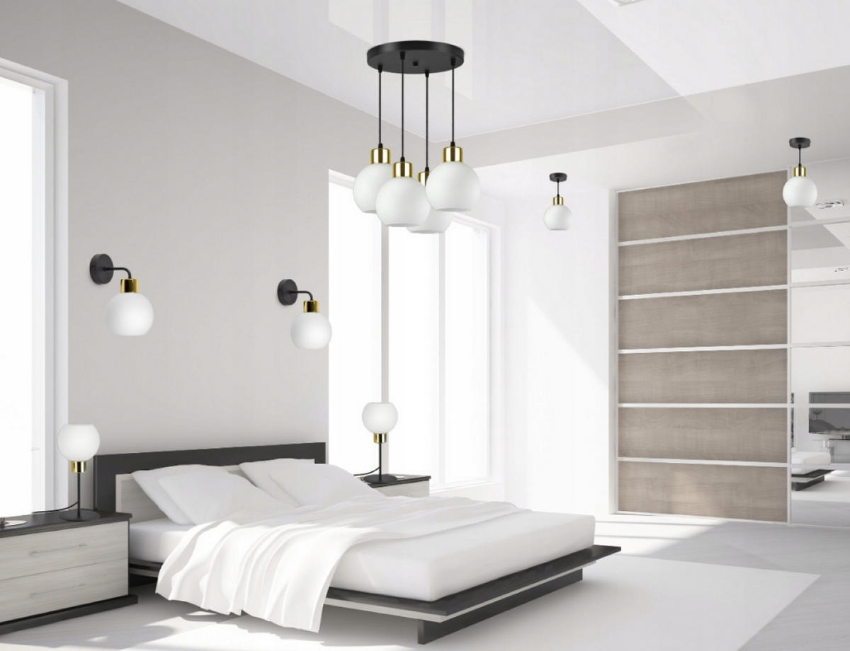 PENDELLEUCHTE Milano Glas - Goldfarben/Schwarz, Glas/Metall (35/35/80cm) - kiki design