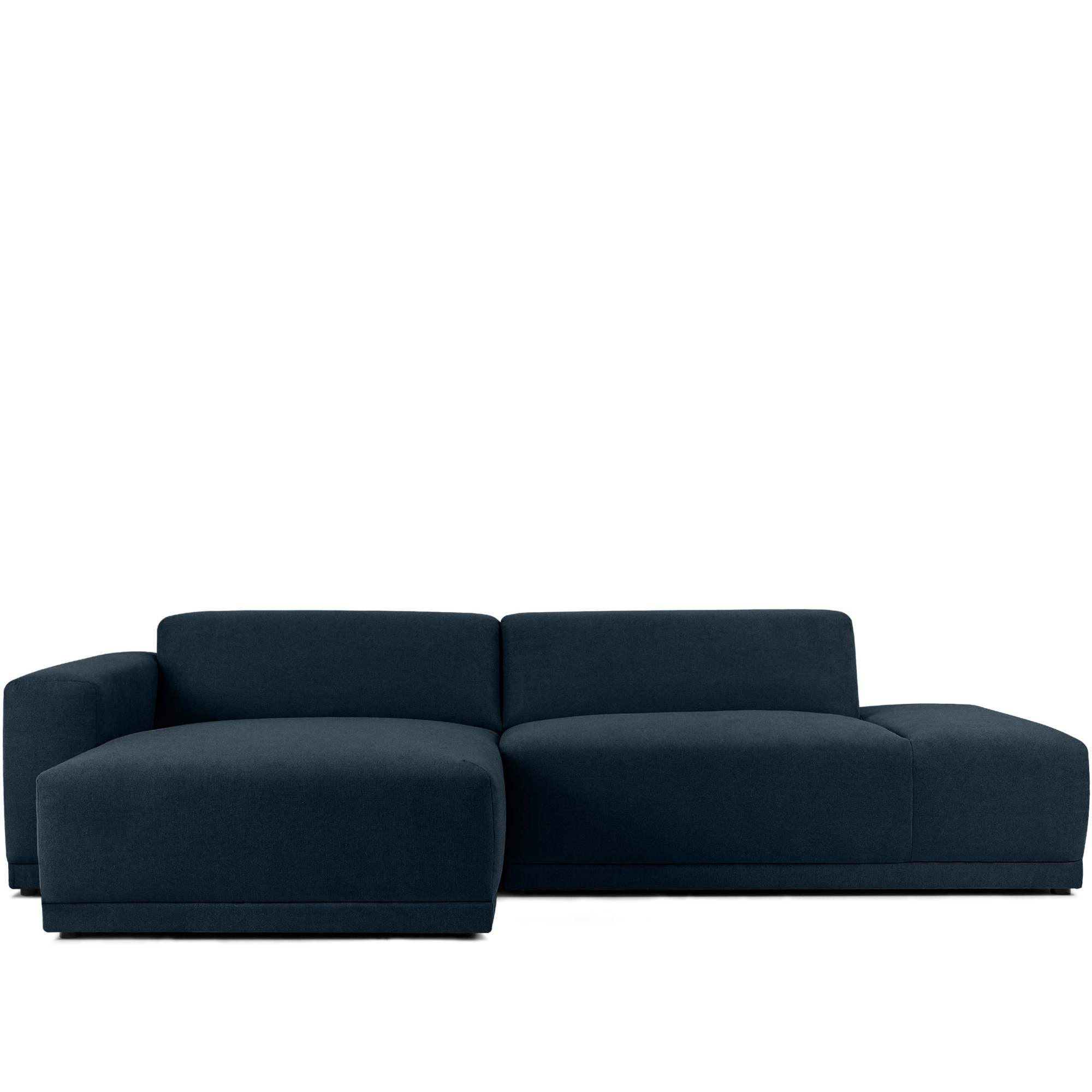 ECKSOFA LINKS MUDI in moderner Optik mit hochwertigem Kaltschaum, Cord-Stoff, Dunkelblau - Schwarz/Dunkelblau, Textil (280/160cm) - KONSIMO®