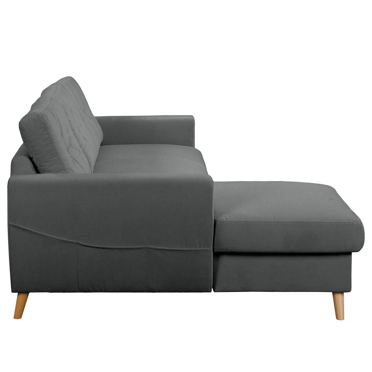 ECKSOFA mit Longchair - Anthrazit/Braun, Holz/Textil (223/148cm) - home24