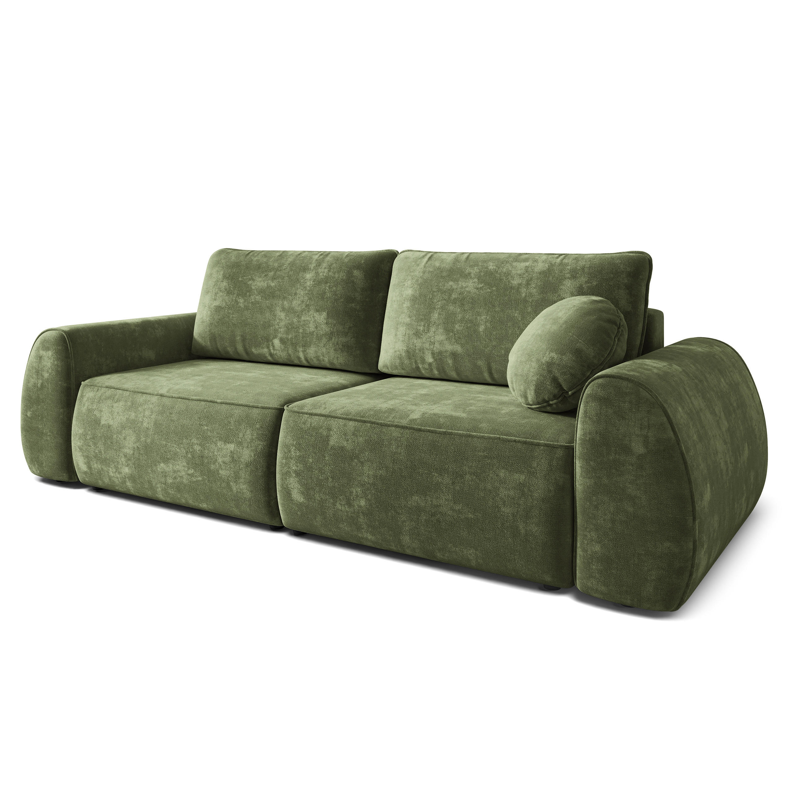 BETTSOFA ZEFEO Grün Chenille-Stoff mit Schlaffunktion - Grün, Textil (264/96/106cm) - MASSENO
