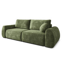 BETTSOFA ZEFEO Grün Chenille-Stoff mit Schlaffunktion - Grün, Textil (264/96/106cm) - MASSENO