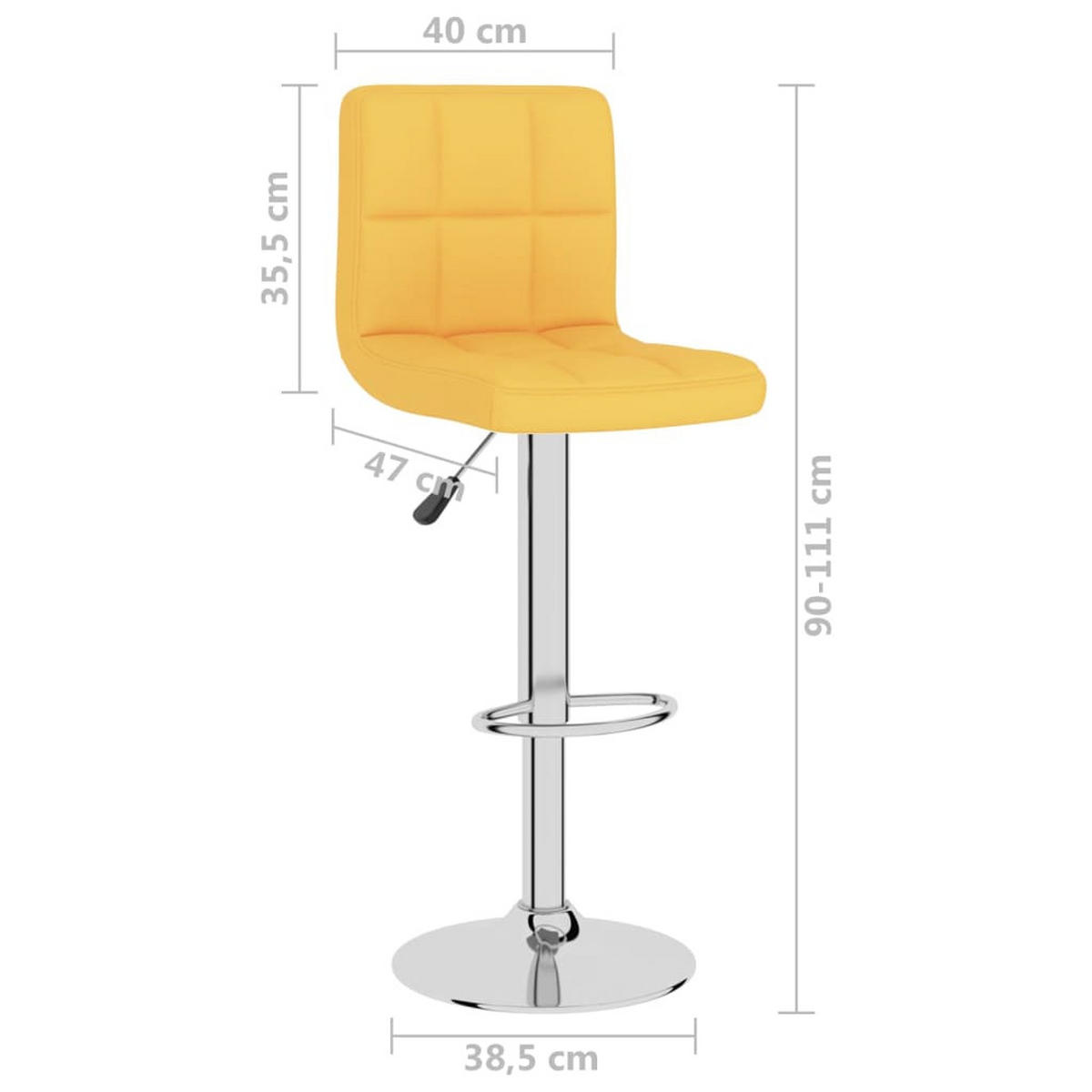 BARHOCKER 2er set Senfgelb Stoff - Gelb/Silberfarben, Textil/Metall (47/111/40cm) - vidaXL