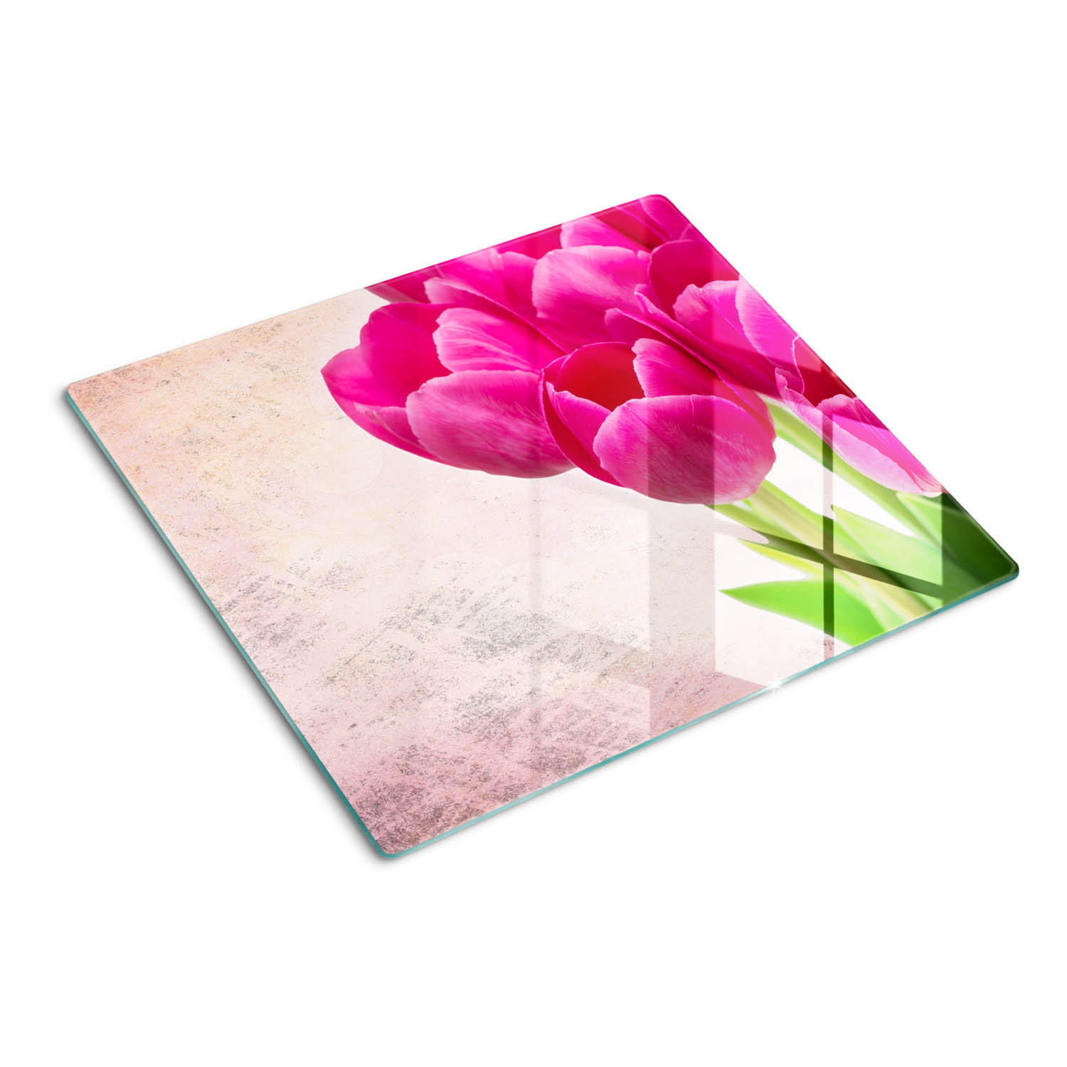 GLASPLATTE 60x52 cm Rosa Tulpen - Lila, Glas (60/0.4/52cm) - TULUP