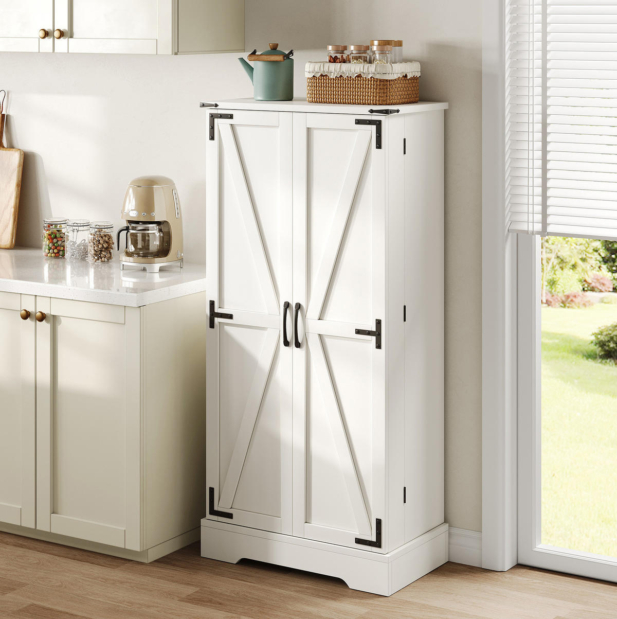 BUFFET 60/128,5/35 cm Weiß aus PB, MDF mit LED-Beleuchtung - Weiß, Holzwerkstoff (35/128/60cm) - OKMYHOME