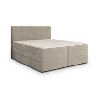BOXSPRINGBETT MATERN 140x200 cm mit Matratze und Topper - Beige - Beige, Holz (140/200cm) - MASSENO